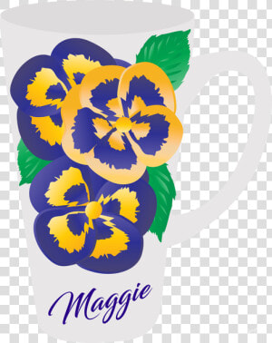 Floral Latte Mugs Purple And Yellow Pansies Personalized  HD Png Download