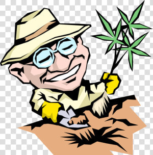 Vector Illustration Of Gardener Plants New Tree   Man Planting Trees Caricature  HD Png Download