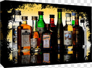 Grunge Alcohol   Spirit Bottles Cotton Canvas Wall   Famous Spirits  HD Png Download