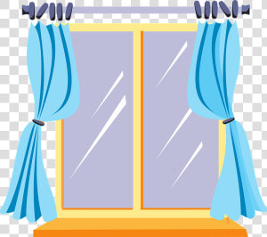 Cartoon Window With Curtains   Window Clipart  HD Png Download