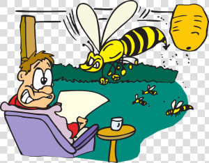 Man Scared Bees Flying Garden Human Person Adult   Man Scared Of Bee  HD Png Download