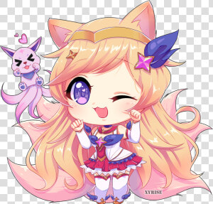 Chibi Star Guardian Ahri By Xyrise Hd Wallpaper Background   Star Guardian Ahri Chibi  HD Png Download