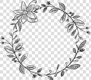  flower  wreath  round  circle  frame  border  vinesandleaves   Round Flower Border Black And White  HD Png Download