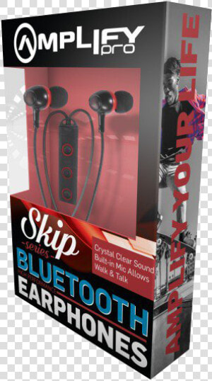 Amplify Pro Bluetooth Earphones Skip Series Black red  HD Png Download