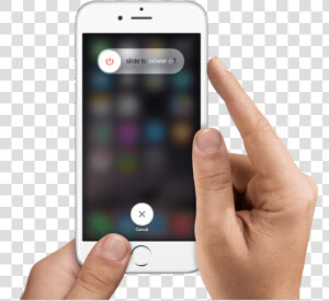 2 Hands Holding An Iphone   Iphone Turn Off Button  HD Png Download