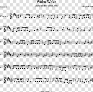 Tubescore Sheet Music Waka Waka For Clarinet   Waka Waka Notes For Piano  HD Png Download