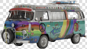 Flower Power Volkswagen Camper Van   Vw T2 Hippie Bus  HD Png Download