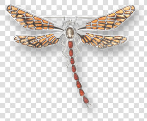 Nicole Barr Designs Sterling Silver Dragonfly Brooch orange   Silver  HD Png Download