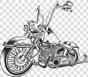 Land Vehicle motor Vehicle motorcycle line Art vehicle mode   Old School Harley Drawings  HD Png Download