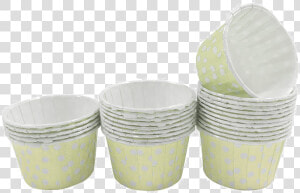 Pale Yellow With White Polka Dot Mini Cupcake Paper   Ceramic  HD Png Download