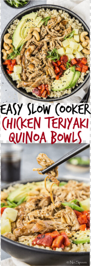 Easy Slow Cooker Chicken Teriyaki Quinoa Bowls Long   Side Dish  HD Png Download