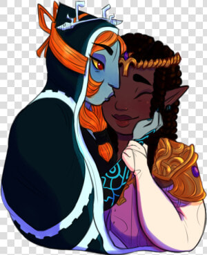 Fanart Of Midna And Zelda From The Legend Of Zelda   Dark Skin Princess Zelda  HD Png Download