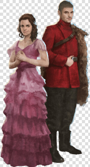 Hermione And Viktor Krum In Their Yule Ball Outfits   Yule Ball Hermione And Viktor  HD Png Download