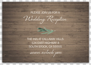 Rustic Barn Wood Wedding Reception Details Card   Calligraphy  HD Png Download