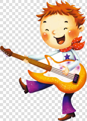 South Korea Cartoon Illustration   Baby Guitarist Drawing  HD Png Download