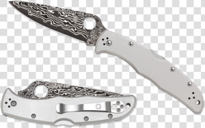 Spyderco Endura Damascus Blade Pocket Knife Titanium   Spyderco Endura 4 Damascus  HD Png Download