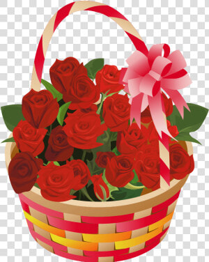 Roses Basket Png Clipart   Valentines Day Basket Png  Transparent Png