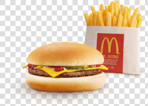 Cheeseburger And Fries Png   Mcdonalds Burger And Chips  Transparent Png