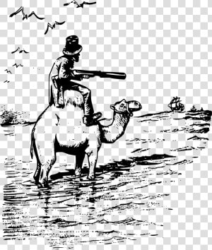 Gun Camel Boat   Human On Camel With Gun  HD Png Download