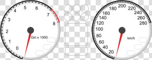 Vector Drawing Of Car Dashboard Tachometer And Speedometer   Gauge  HD Png Download