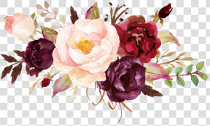 Transparent Watercolor Bouquet Png   Burgundy Watercolor Flowers Png  Png Download