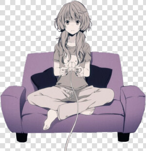 Just A Gamer Girl Playing Video Games   Gamer Girl Anime Ps4  HD Png Download