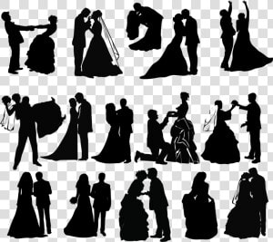 Wedding Invitation Silhouette Clip Art   Wedding Couple Silhouette Cute  HD Png Download