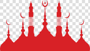 Silhouette Mosque Islamic Architecture Church Red Clipart   Eid Ul Fitr Card Designs  HD Png Download