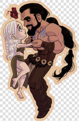 “daenerys And Drogo Sticker Uvu ”   Daenerys And Drogo Cartoon  HD Png Download