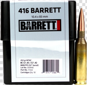  416 Barrett Ammo  HD Png Download