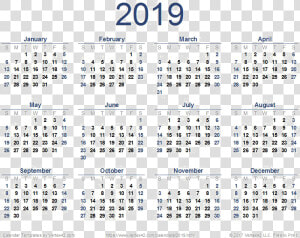 2019 Calendar Png Image   Full Year Calendar 2019  Transparent Png