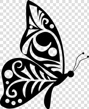 Tribal Wings Design Butterfly Side View   Butterfly And Flower Vector  HD Png Download