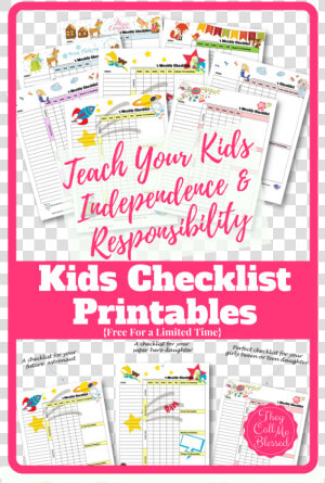 Teach Kids Independence   Weekly Checklists Kids  HD Png Download