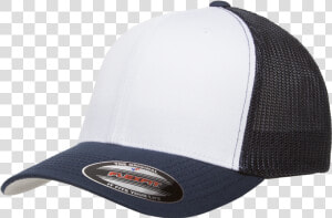 6511w Blank Flexfit Hat Mesh Cotton Twill Trucker Cap   Flexfit Trucker Hat Navy White  HD Png Download