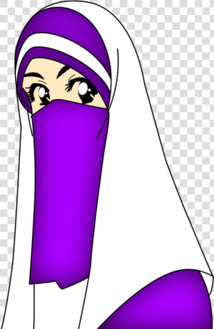 Kumpulan Animasi Muslimah Berpurdah   Muslimah Ungu  HD Png Download