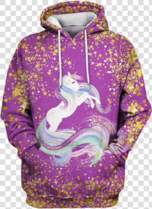 Gearhuman 3d Golden Stars Around Unicorn Custom T shirt   Hoodie  HD Png Download