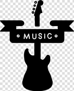 Music Banner And A Guitar Silhouette   Guitar Banner Png  Transparent Png