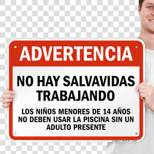 Spanish No Lifeguard On Duty Sign   Sign  HD Png Download