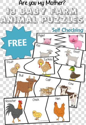 Transparent Baby Animals Png   Farm Animal Puzzles Printable  Png Download