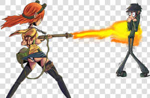 Person With Flamethrower Cartoon Png   Png Download   Anime Girl With Flamethrower  Transparent Png