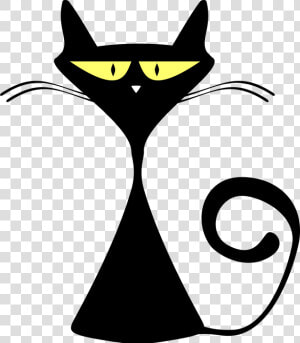 For Cats  Black Cat Silhouette  Silhouette Clip Art    Black Cat Funny Cartoon  HD Png Download