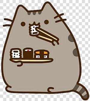 Stickproject Pusheen Sushi Kawaii Cute Freetoedit   Pusheen Cat Eating Sushi  HD Png Download