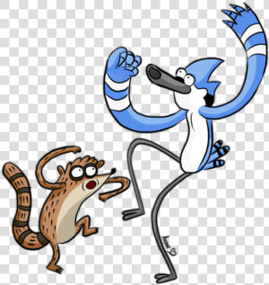 Mordecai Dancing With Rigby ydb527   Mordecai And Rigby Drawing  HD Png Download