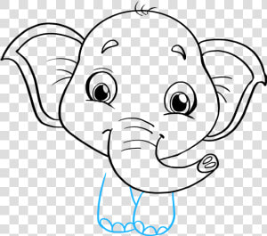 How To Draw Baby Elephant   Draw A Baby Elephant Face  HD Png Download