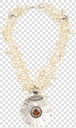 Citrine  Pearl   amp  Mother Of Pearl Flower Sterling Necklace   Necklace  HD Png Download