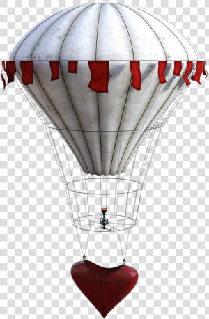 Balloon  Hot Air  Heart  White  Red  Strings  Fly   Hot Air Balloon Strings  HD Png Download