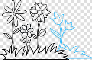 How To Draw Flower Garden   Draw A Flower Garden  HD Png Download