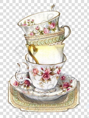 Transparent British Tea Clipart   Vintage Tea Cups Clipart  HD Png Download