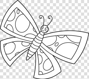 Colorable Spotted Butterfly Design   Cute Butterfly Black And White Clipart  HD Png Download