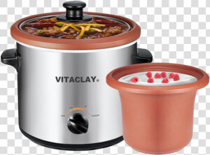 Vitaclay Vs7600 2c 2 In 1 Organic Slow Cooker And Yogurt   Yogurt Maker Alat  HD Png Download